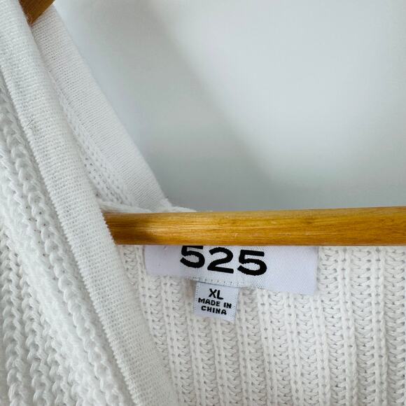 525 America Knit Hoodie Sweater White Lightweight Slouchy Pullover XL - Picture 3 of 9